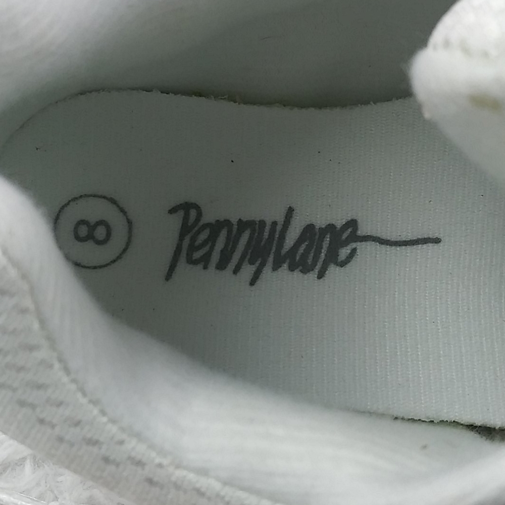 Penny Lane White Faux Leather Mesh Upper Almond Toe Lace Up Low Top Sneaker - Picture 8 of 13